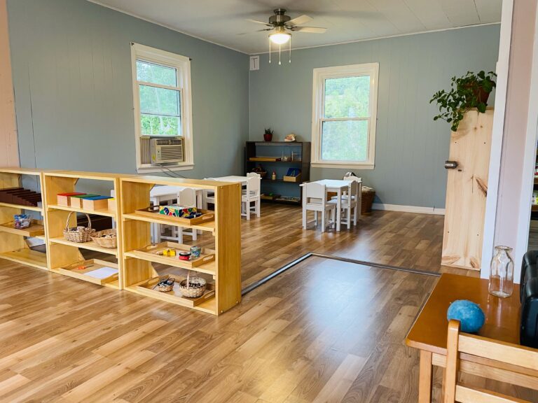 Picture: The classroom inside the school house, with desks, bookshelves and learning materials inside.